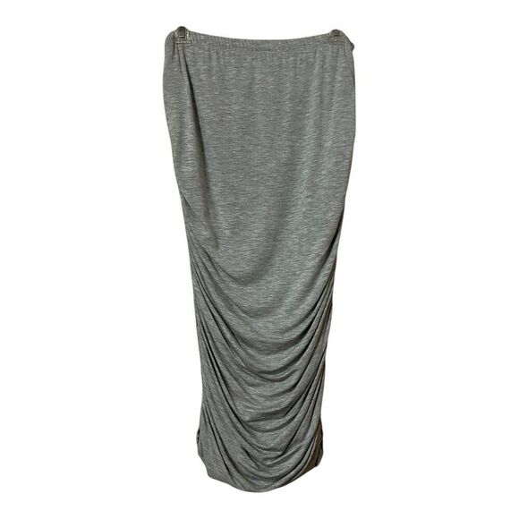 Green Envelope Womens Size Large Gray Ruched Side Midi Pull On Skirt - Picture 1 of 3